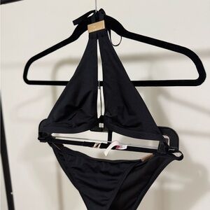 VS Deep V Halter Bikini Set with Gold Clasps